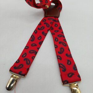 John Henry Suspenders Braces Red Paisley Adjustable West Germany